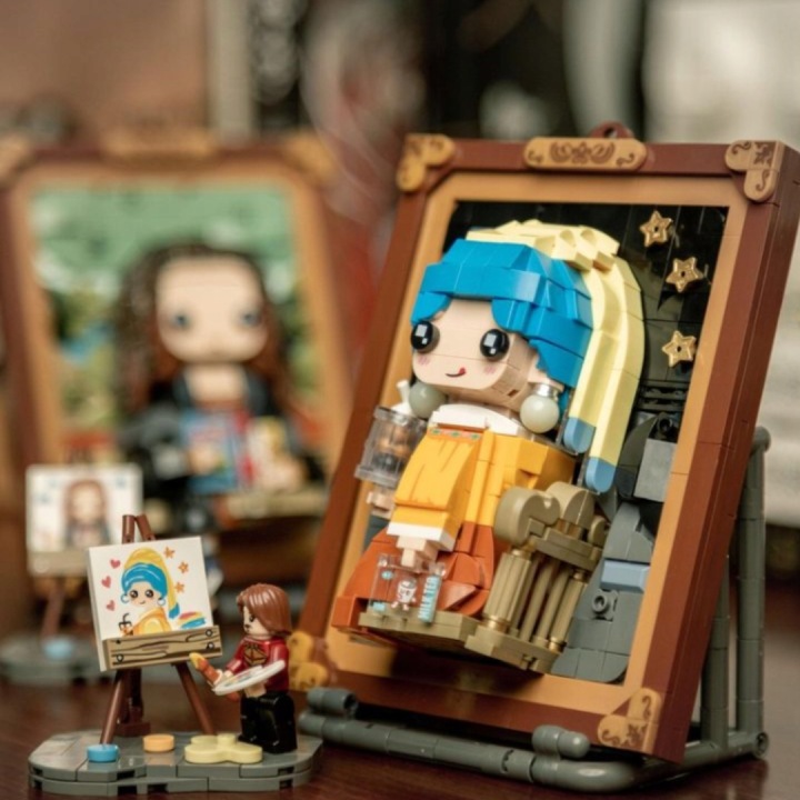 Міні конструктор картина DIY дівчина з перлиною 3D фігурка колекційна набір — фото 2