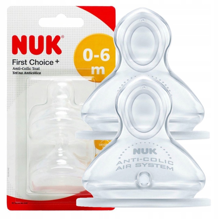 NUK FIRST CHOICE плюс силіконова соска для дітей для пляшки 0-6 міс. 2 шт.