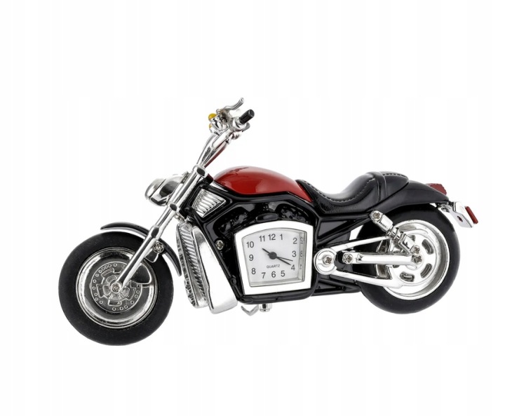 Motocyklové hodinky chopper červený motor kovový s hodinami ozdoba dekorace