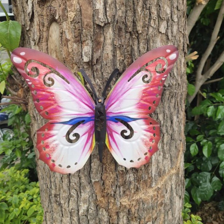 3D Butterfly Металеві декорації настінні Скульптури настінні Критий підвісний Wall Art Червоний — фото 4