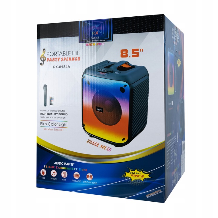 Mobile Bluetooth Speaker FM Column + Remote Control Wireless Karaoke Microphone Manufacturer code RX-8184A