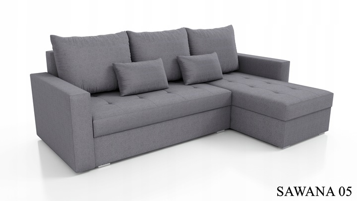 Rozkładany narożnik Focus pikowany z pojemnikiem