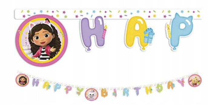 Банер банер гірлянда ляльковий будиночок GABI Gabby's Dollhouse HAPPY BIRTHDAY