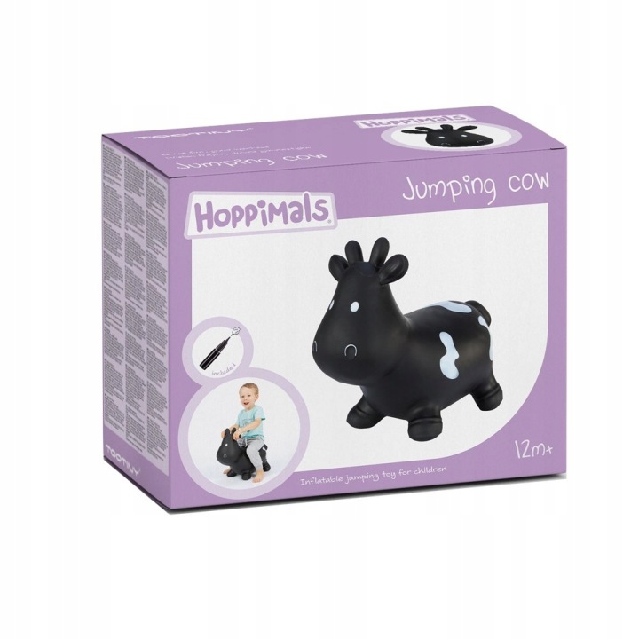 Стрибунець гумовий Hoppimals Стрибунець для дітей з насосом Корова чорна — фото 2
