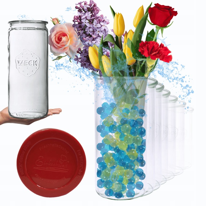 Sklenice Weck 1575 Ml 1,575 l váza Mold vzduchotěsné silikonové víko 12 Ks Cylind