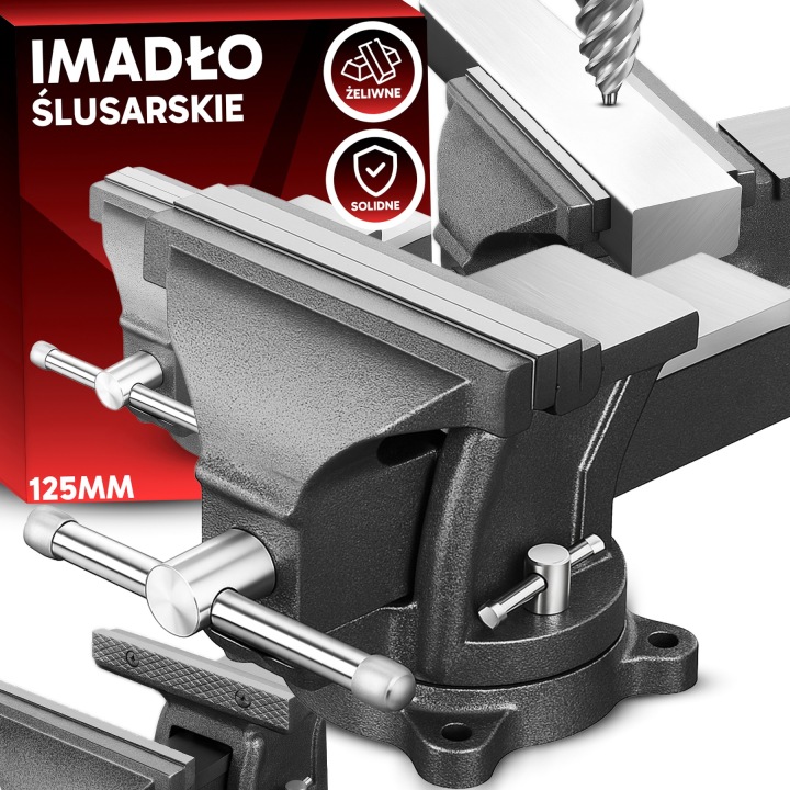 Otočný Truhlářský Svěrák Litinový 125 MM, Malé Čelisti S Kovadlinkou