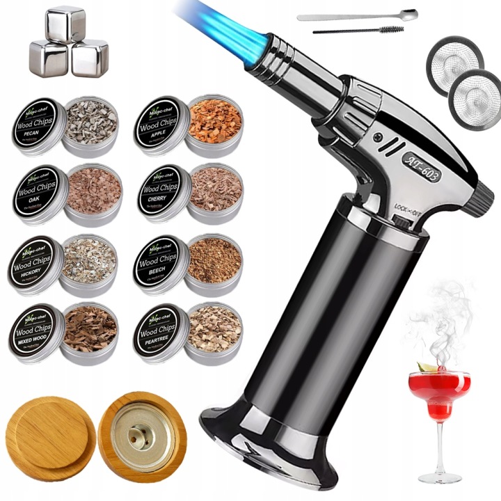 Sada Prémiových Smokerů S Ořechovými Dubovými Hoblinami Pro Whisky Kávu