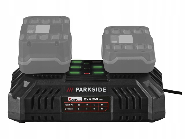 Parkside Rychlá dvojitá nabíječka 20V 2 x 4,5A parkside nabíječka Pdslg