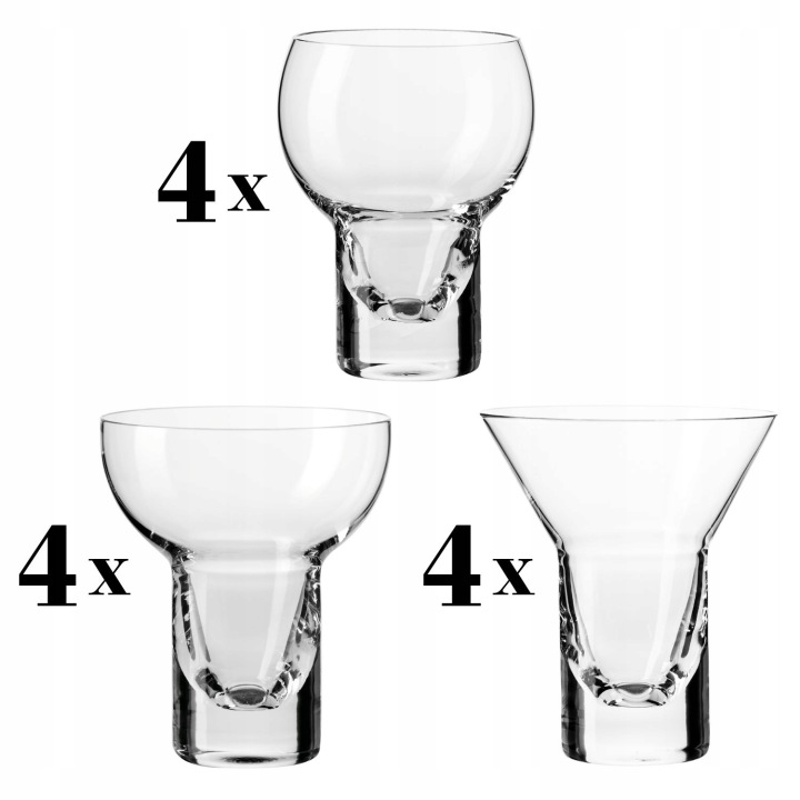 Sada na nápoje Krosno Shake Breakfast Martini Manhattan Ginger 12dílná