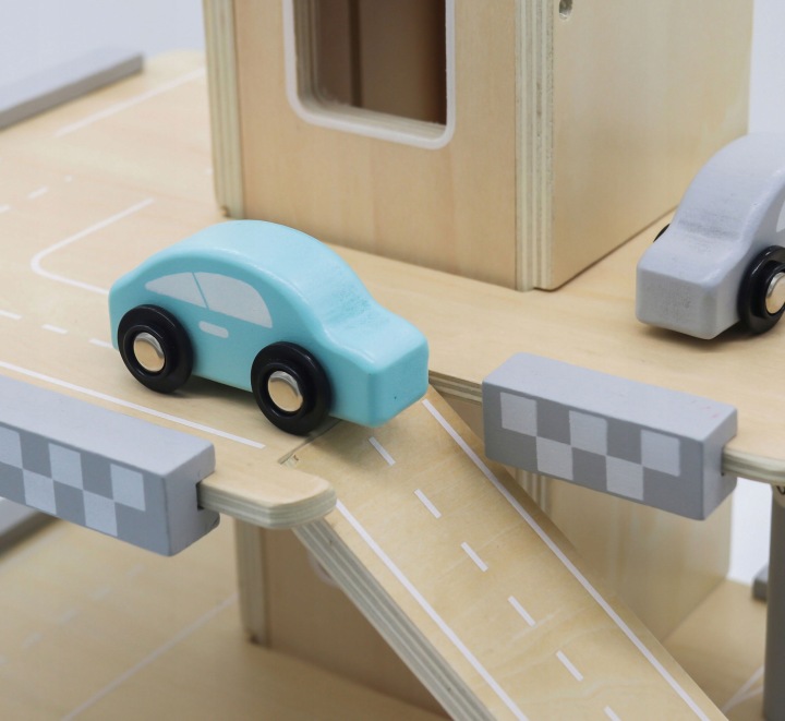 Великий Дерев'яний Трек Гараж Паркінг З Ліфтом + Машинки Ecotoys — фото 13