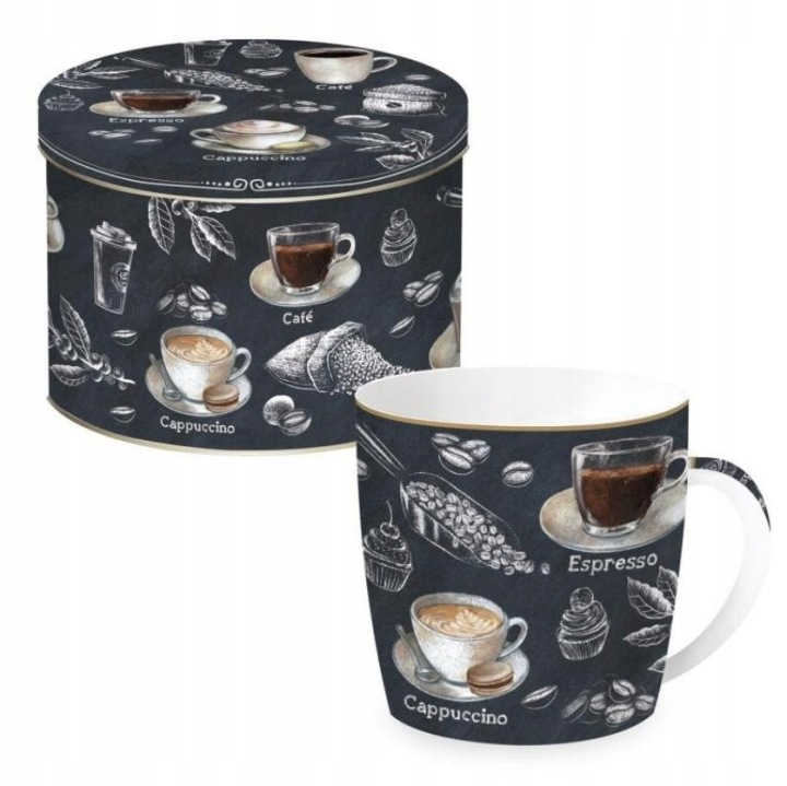 Porcelánový Hrnek V Ozdobné Plechovce O Objemu 350 ML