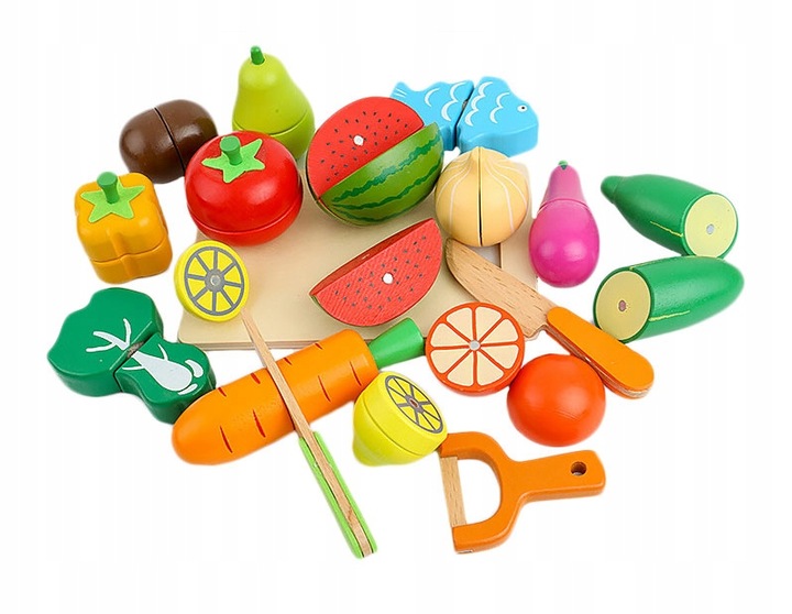 MAGNETIC BLOCKS WOODEN FRUIT VEGETABLES BLOCKS LARGE SET MONTESSORI Material wood