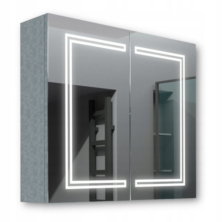 Dřevěná skříňka 80x70 Led zrcadlo Saturn Beton