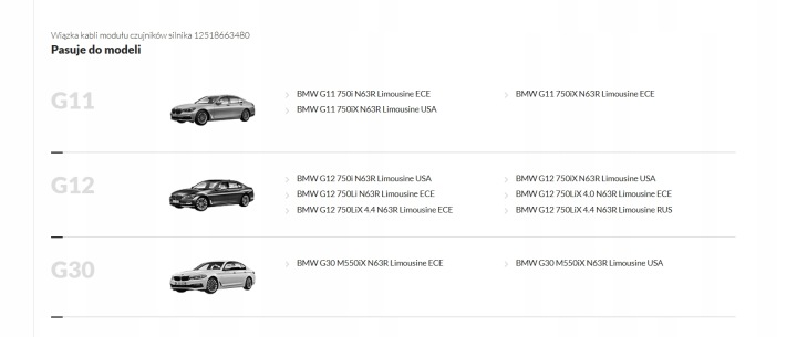 bundle CZUJNIKOW of the engine BMW G30 G11 G12 8663480