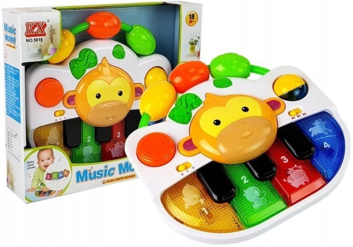 Піаніно з мавпочкою зі звуком і світлом Lean Toys 280x250 мм