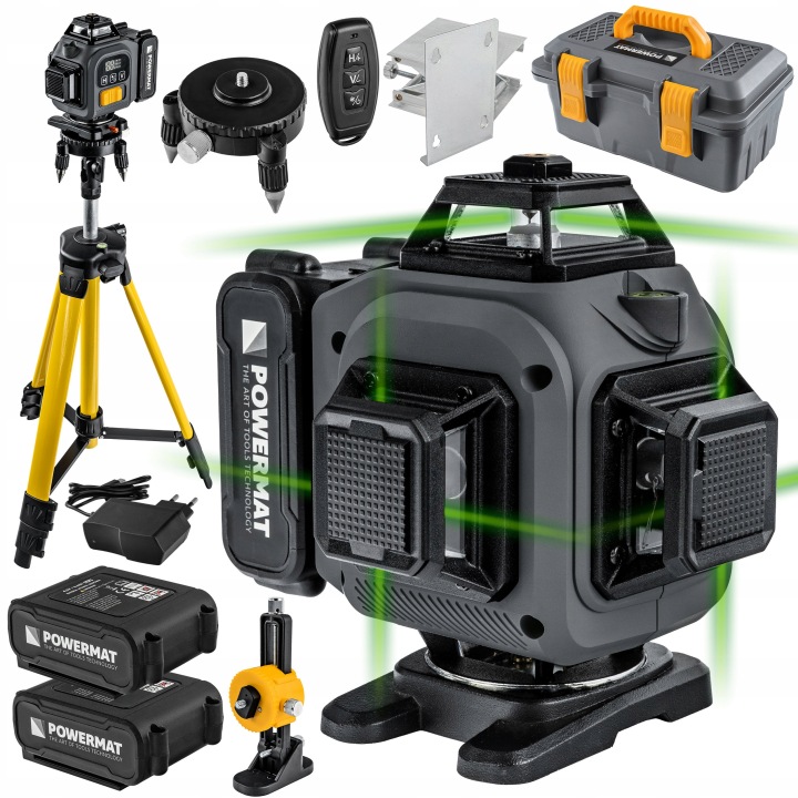 Křížový laser Powermat PM1494, dosah 40 m