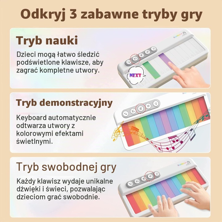 Електронна клавіатура фортепіанна для дітей 2+ 13 клавіш LED — фото 2