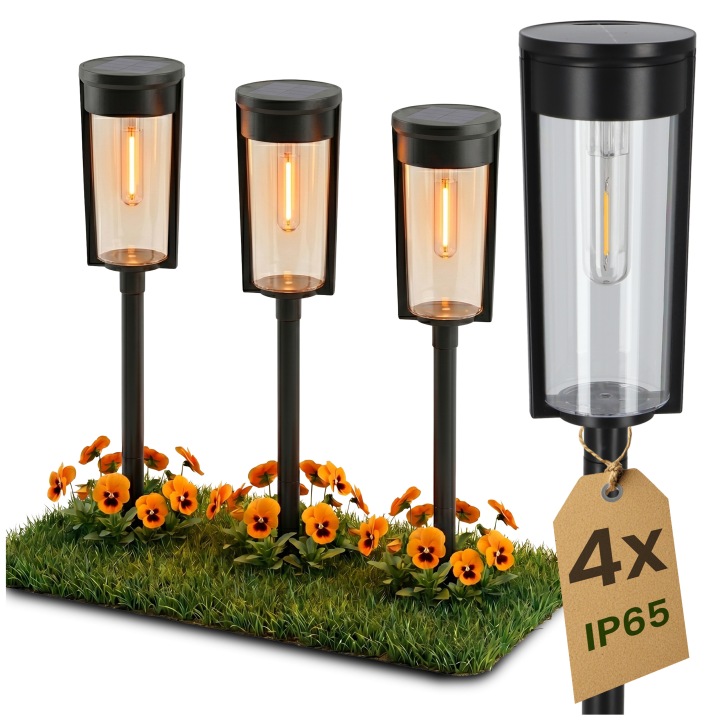 Solární Zahradní Lampa Led IP65 Zapichovací sloupek Snímač soumraku Černá