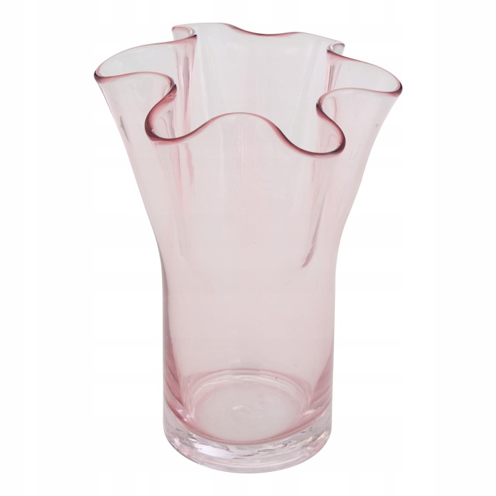 Skleněná Váza Vlnitá Ø 17 CM X 23,5 CM Růžová Dekorativní