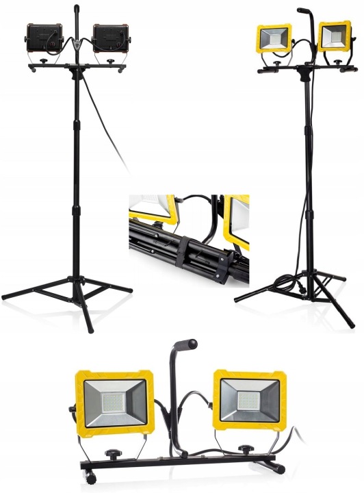 Dvojitá 100W stojící Led Lampa Dílenský Reflektor stativ kabel Parkside