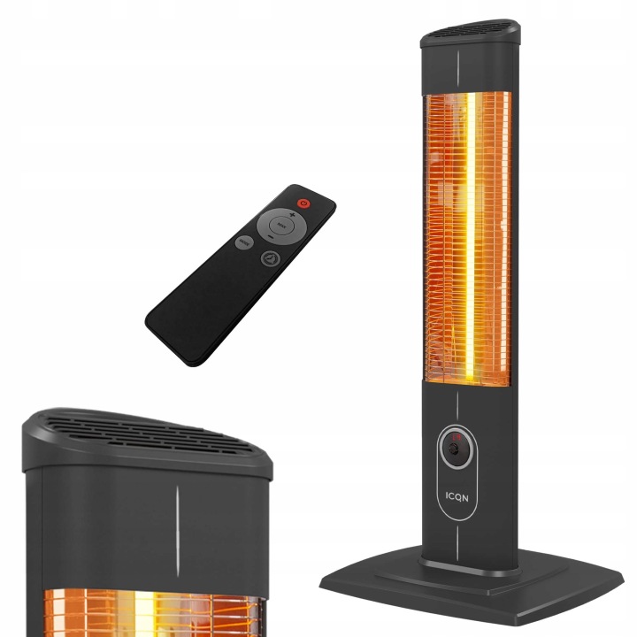 Elektrický stojanový vertikální ohřívač Icqn 2300 W černý 400 x 1000 mm