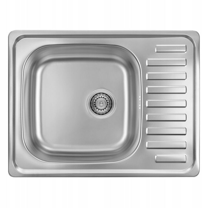 Dřez Junak, 1-komorový s poloodkapávačem, hladký, Inox