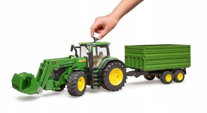 Bruder 03155 Трактор John Deere 7R 350 з навантажувачем фронтальним і причепом — фото 10