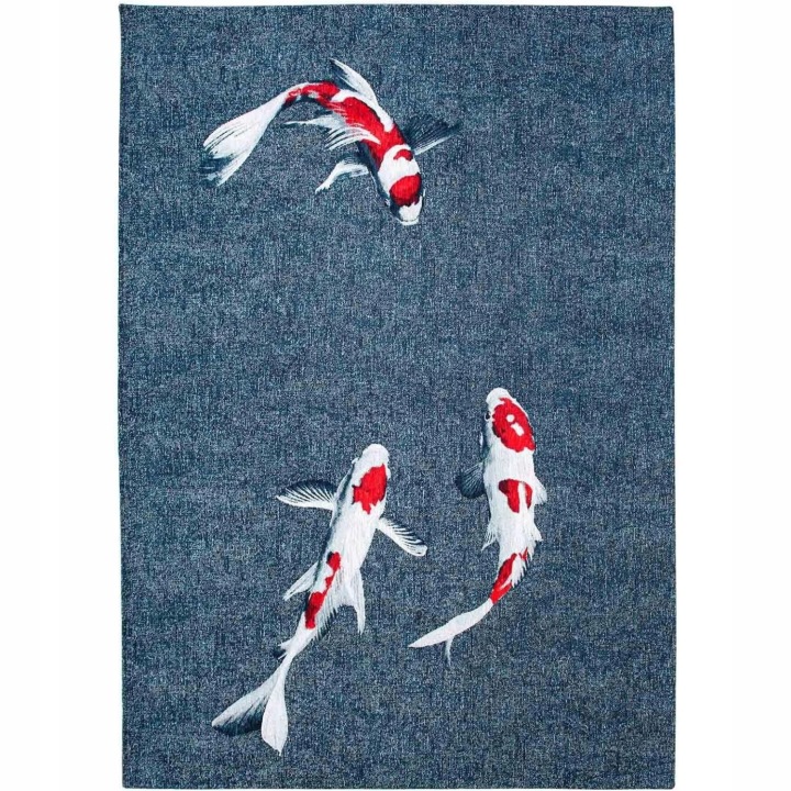 Koberec Louis de Poortere Pop Koi Japanese obdélník tyrkysový obývací pokoj 140x200