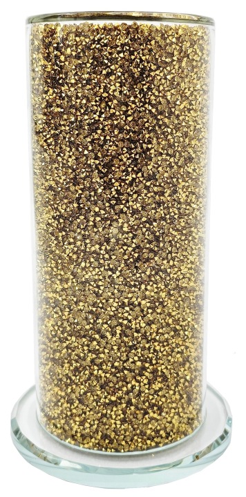 Obal Flakon Váza Květináč Zlatý Skleněný S Krystaly Glamour BJ008