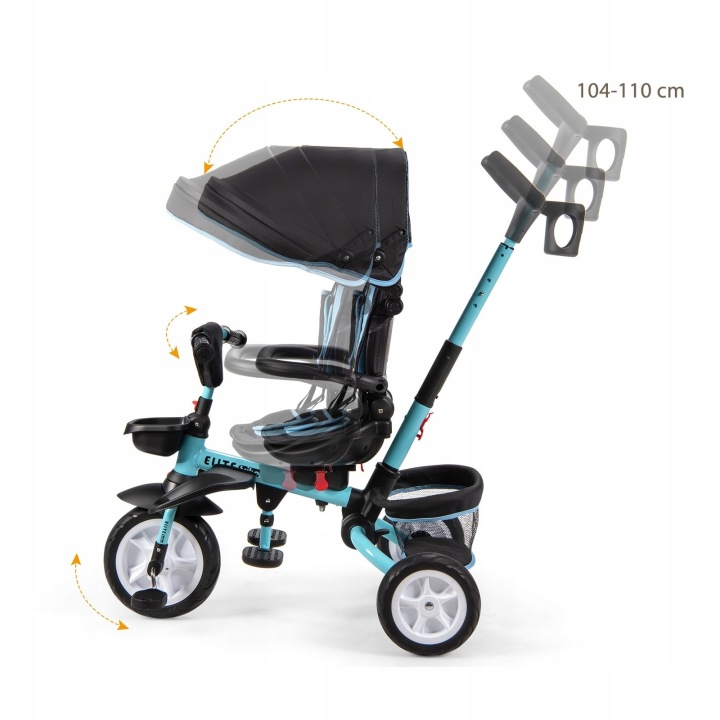 Велосипед триколісний Costway чорний, коричневий — фото 9