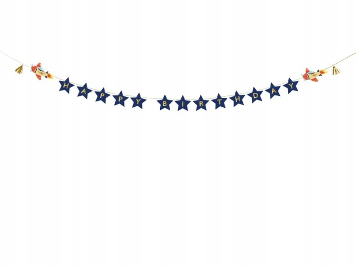 Банер на день народження Happy Birthday Літаки - синій, 13 x 250 см
