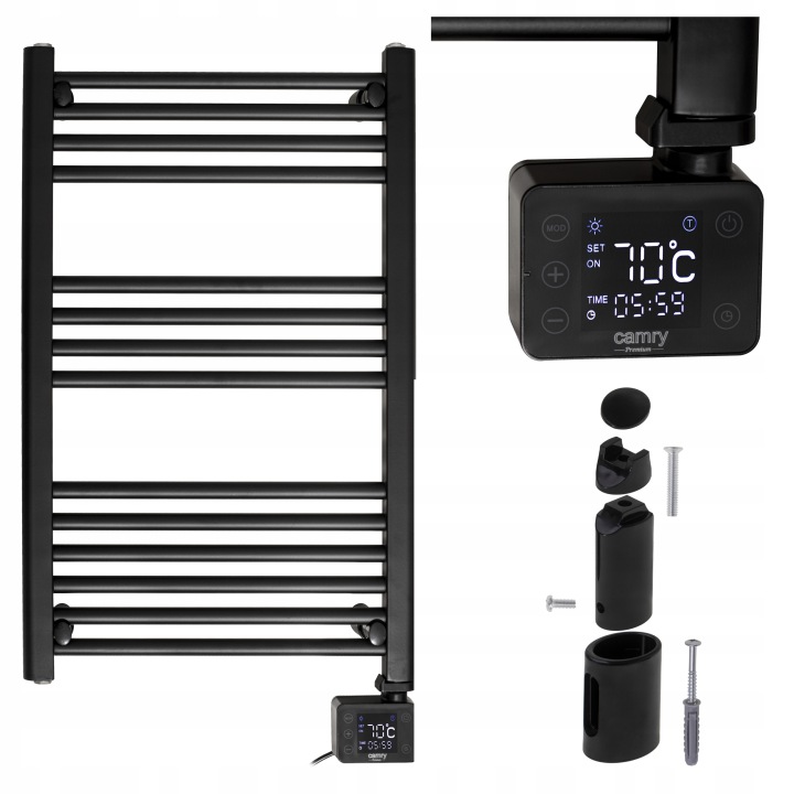 Elektrický žebříkový koupelnový radiátor 600W IP24 Led Cr 7822 Černý