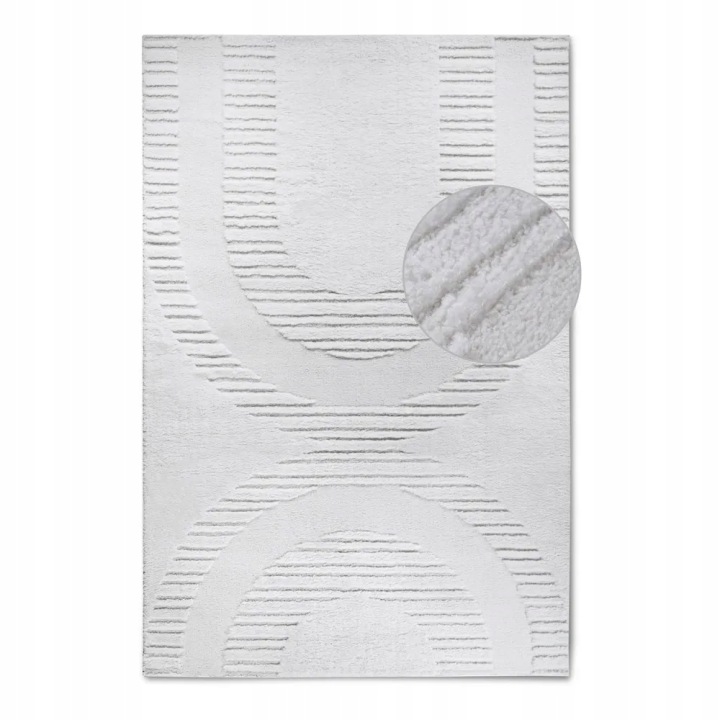 Koberec plyšový do obývacího pokoje 200x280 cm, krémový, moderní boho vzor