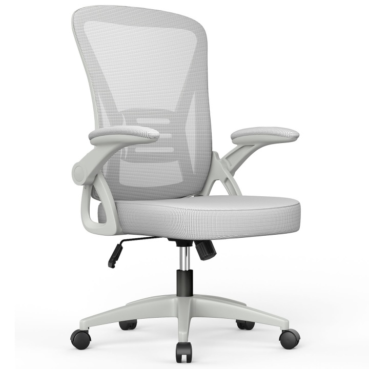 Otočné křeslo ergonomické šedé síťované s nastavitelnou opěrkou