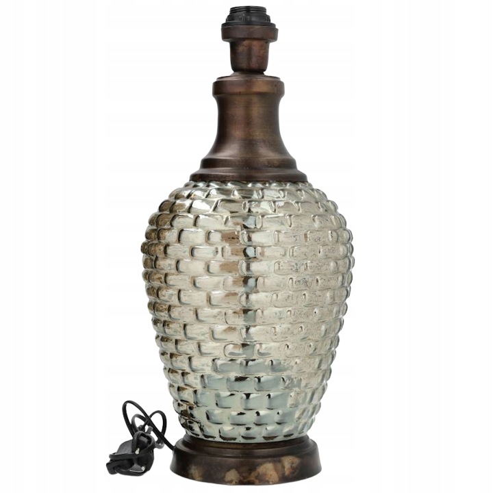 Stolní Noční Lampa Skleněná Dřevěná Retro Loft Boho E27 50 cm