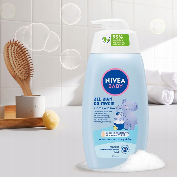 NIVEA BABY Гель 2 в 1 для миття тіла і волосся від 1 дня з насосом 500 мл — фото 7