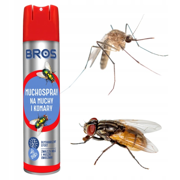 Bros MUCHOSPRAY від мух Комарі дрозофіли оси кріт одежні muchozol 400 мл — фото 4