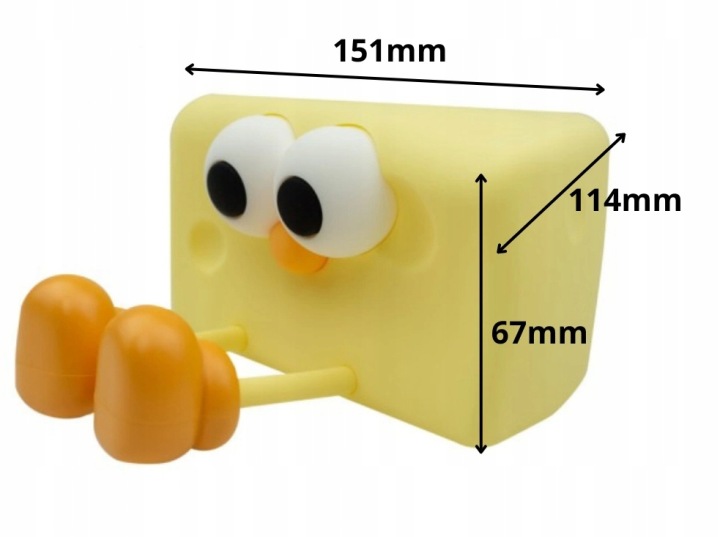 Нічник для Дітей Сирок Жовта Силіконова + Кабель USB Сенсорна 1 Вт 0.2 А — фото 13