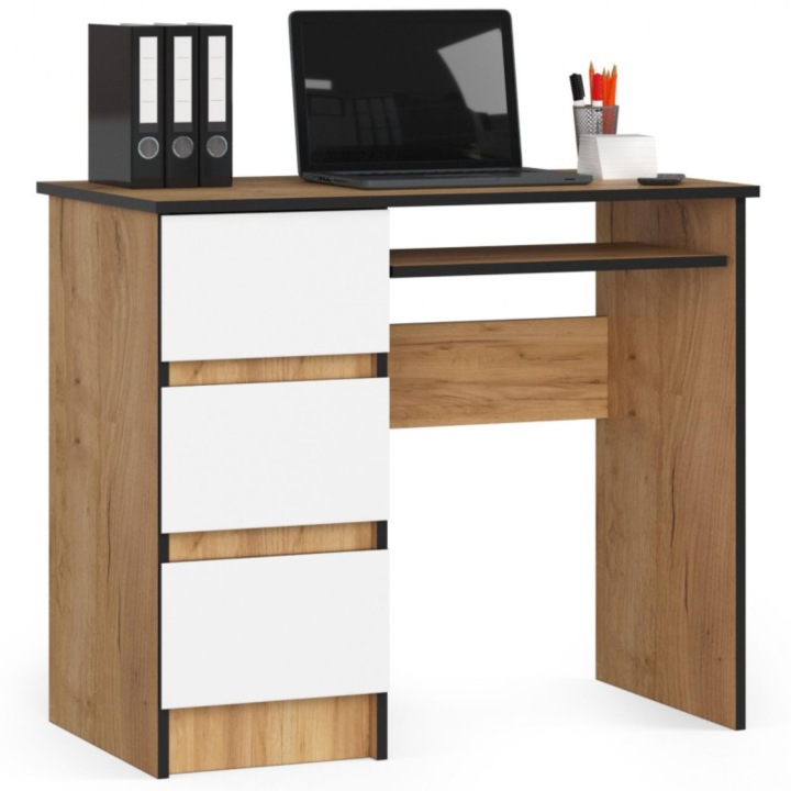 Psací stůl pod počítač A-6 Levý dub craft-bílý 90 cm Akd