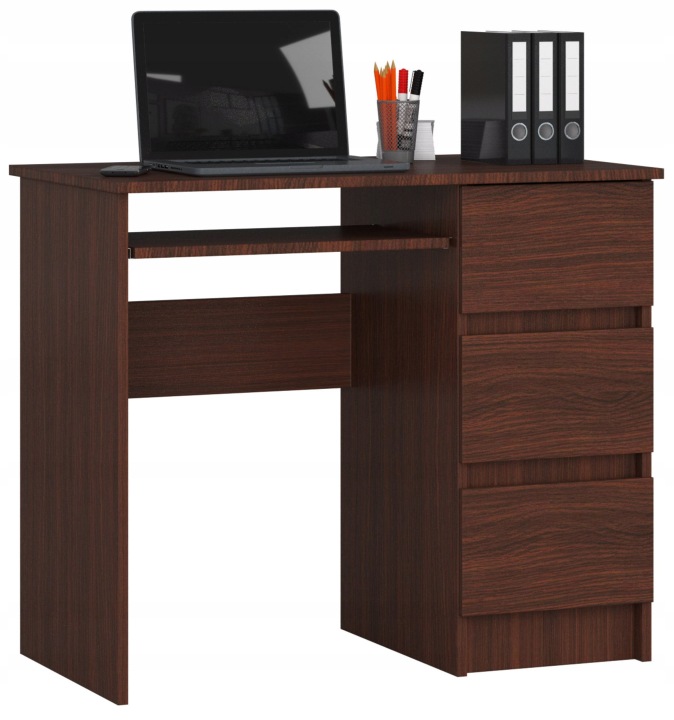Psací stůl pod počítač A-6 Pravý wenge 90 cm 3 zásuvky Akd