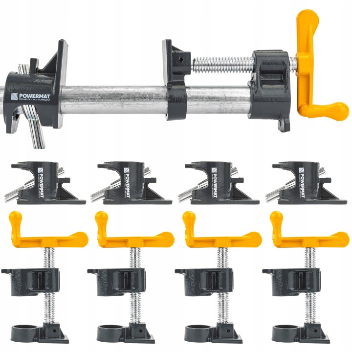 Truhlářská trubková svěrka Powermat bezkoncová 3/4", rozteč 50 mm, sada 4 ks