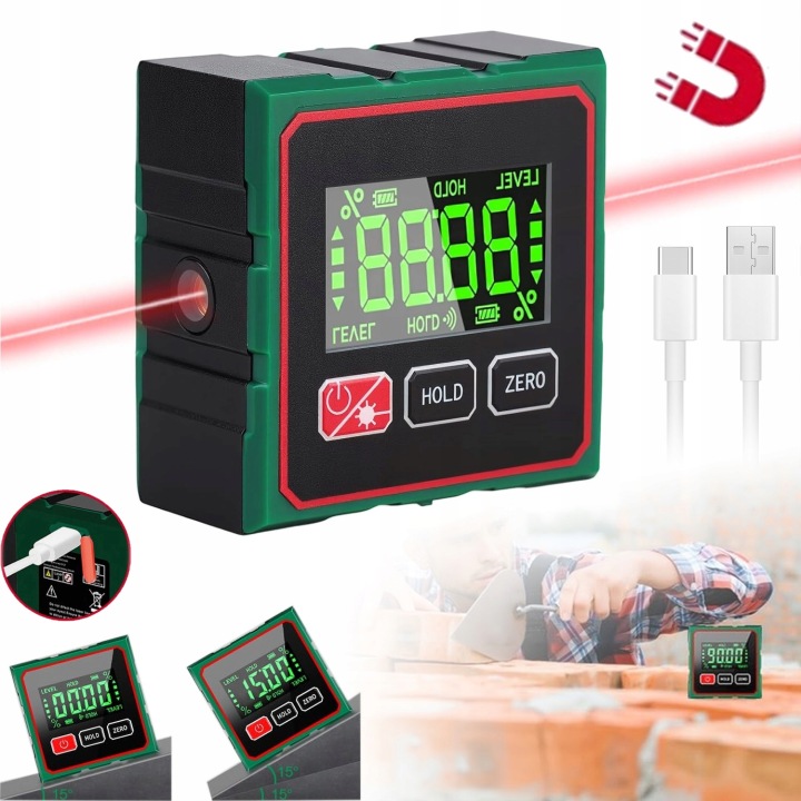 Digitální Úhloměr Elektrická, Stavební, Truhlářská, Magnetická Vodováha LCD