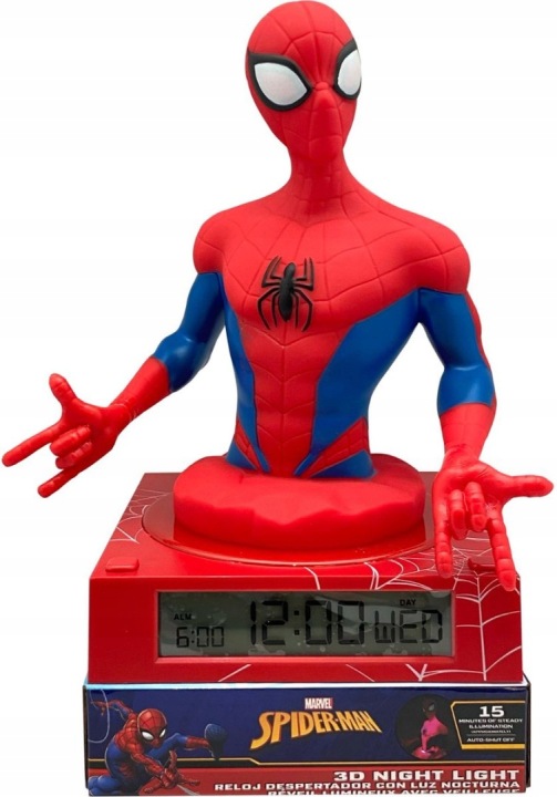 Нічник 3D SPIDERMAN Будильник Годинник Час Дата — фото 2