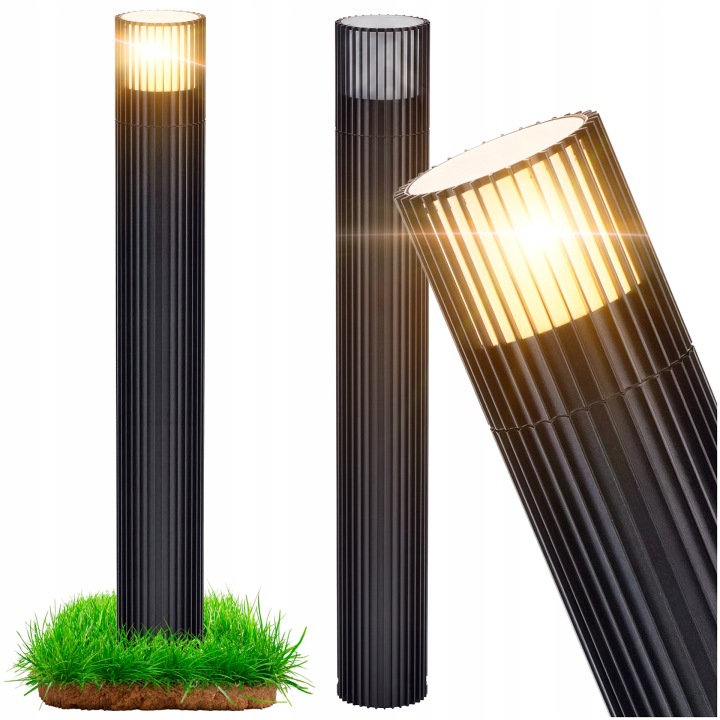 Venkovní sloupková zahradní lampa pro zahradní záhony, černá, 50 cm