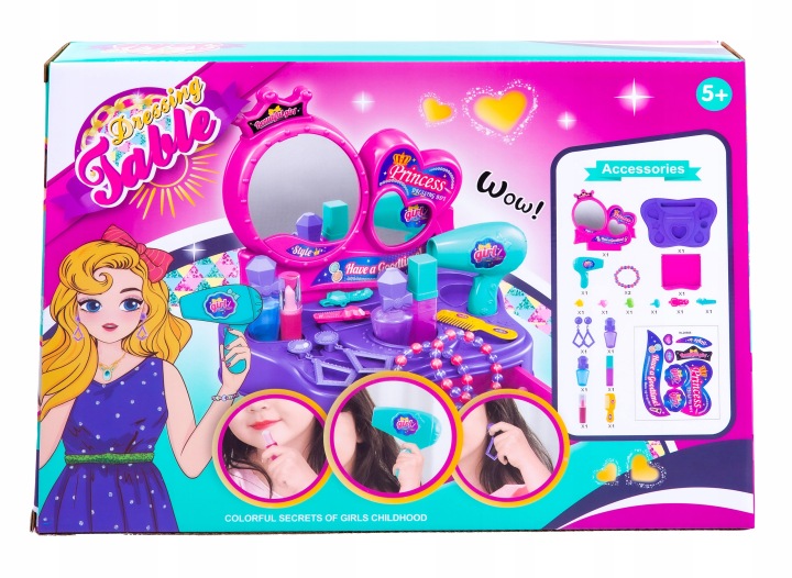 ZESTAW TOALETKA DLA DZIEWCZYNKI AKCESORIA Materiał plastik