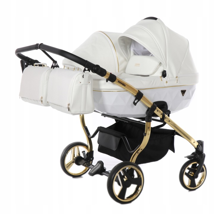 JUNAMA Individual Duo Fluo візок для близнюків 2 в 1 білий золотий 17 — фото 3