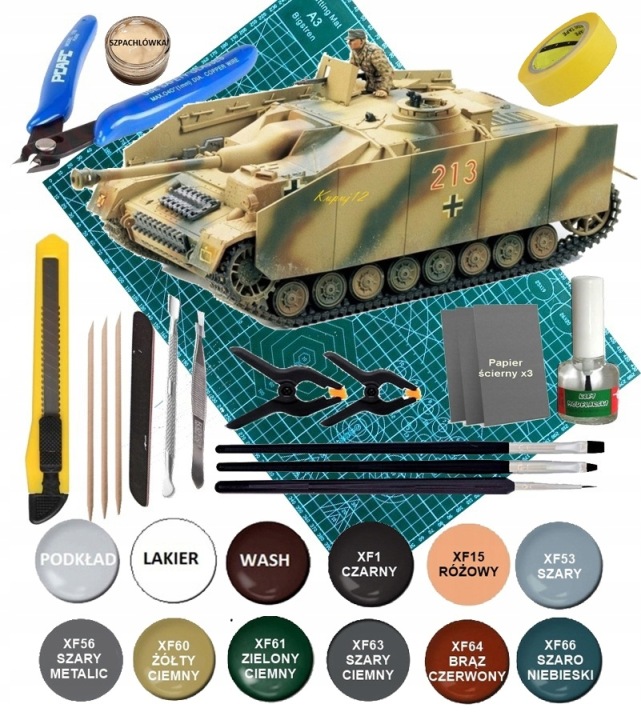 Модель працює Sturmgeschutz IV sdkfz163+ mataA3, клей, пензлі, фарби, лак