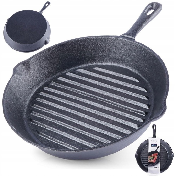 Litinová Grilovací pánev na plyn, indukční gril, ohniště do trouby 24 cm