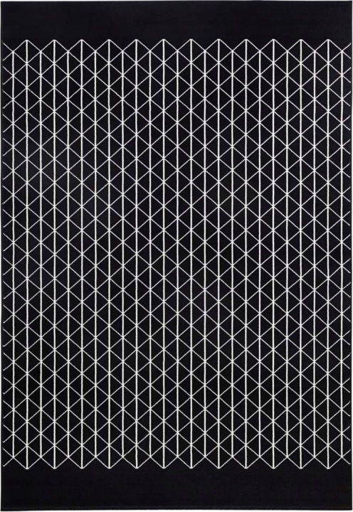 Koberec moderní 200x290 cm do obývacího pokoje, černo krémový s měkkým vlasem
