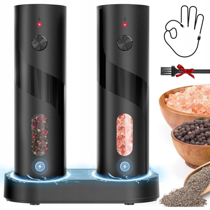 2KS Elektrický Mlýnek Na Sůl A Pepř, Mlýnek S Regulací Tloušťky 110 ML